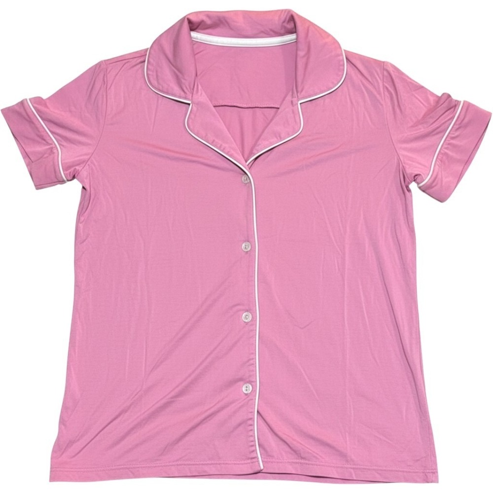 Joyaria Pajama Set Womens Small Pink Jersey Knit Short Sleeve Shorts Minimalist